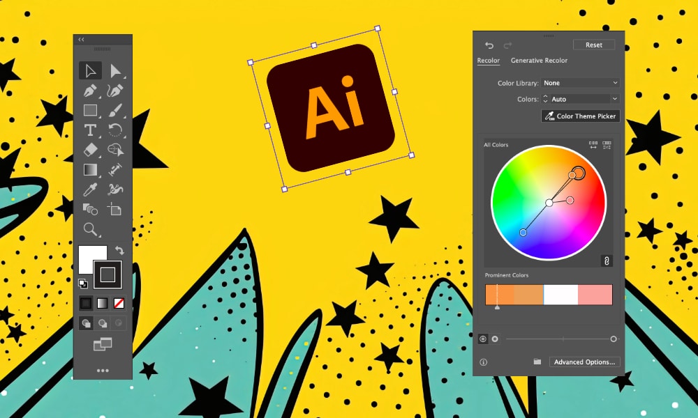 Adobe Illustrator interface. Deze kan nogal intimiderend zijn. Daarom is dit een van de eerste dingen die je tijdens de cursus leert.