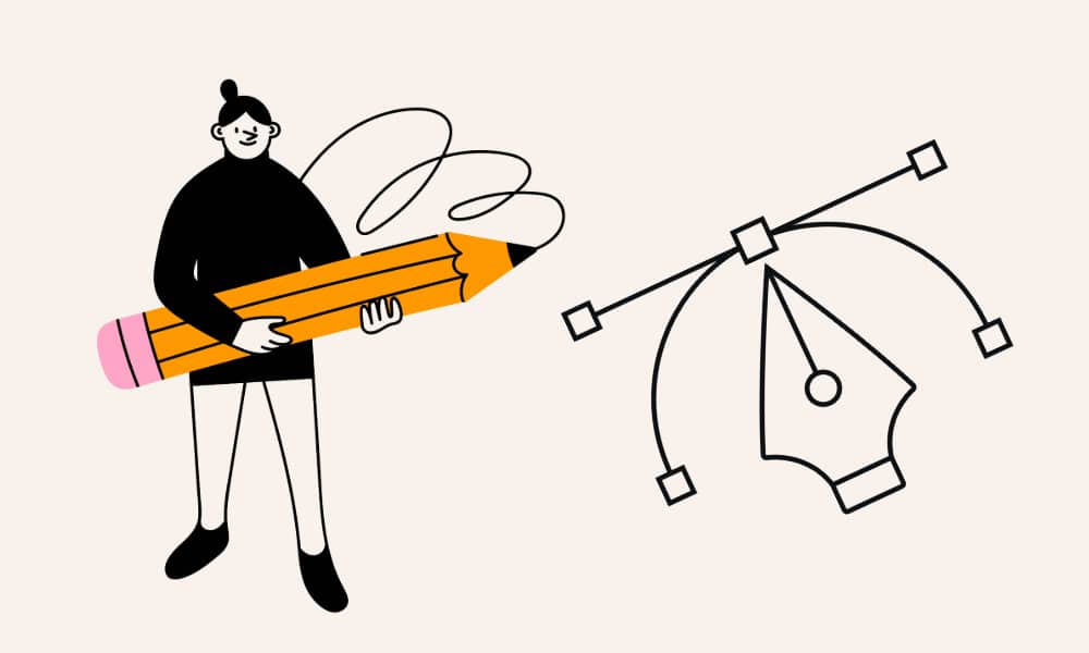 Werken met de Pen Tool tijdens de Adobe Illustrator cursus. In het Nederlands heet deze too het Pen-gereedschap.