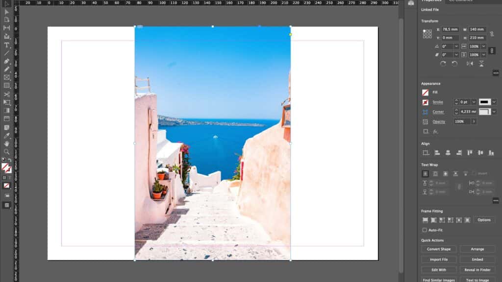 Plaats je afbeelding in InDesign voordat je Generatief Uitbreiden kunt gebruiken