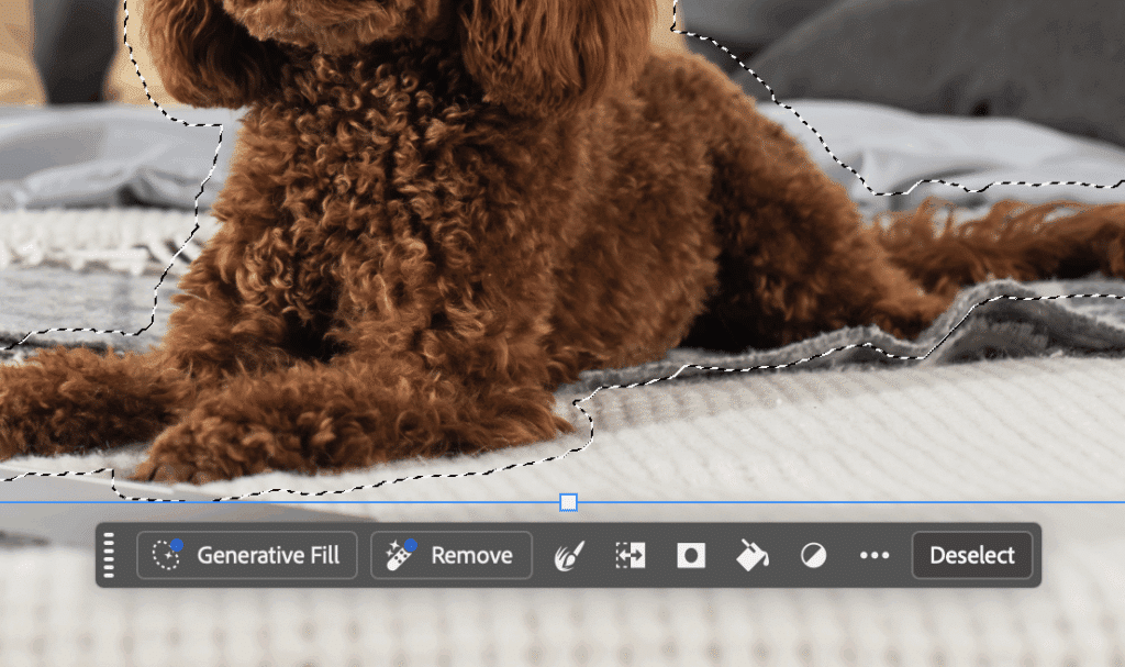De uitgebreide selectie. Je kunt nu op Remove (of Verwijderen) klikken in de Contextual Taskbar (Contextuele Taakbalk)